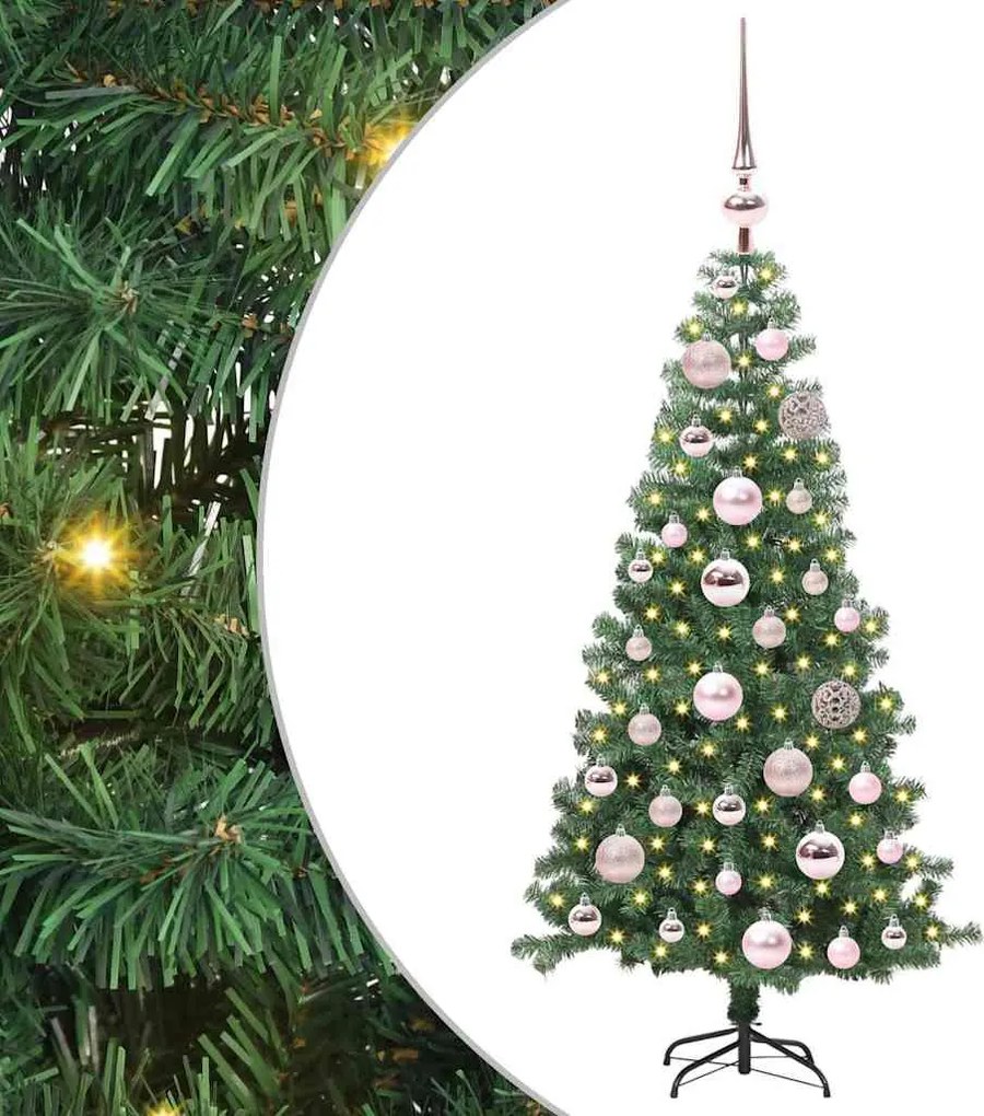 vidaXL Karácsonyfa 150 LED-del állvánnyal Zöld 120 cm PVC