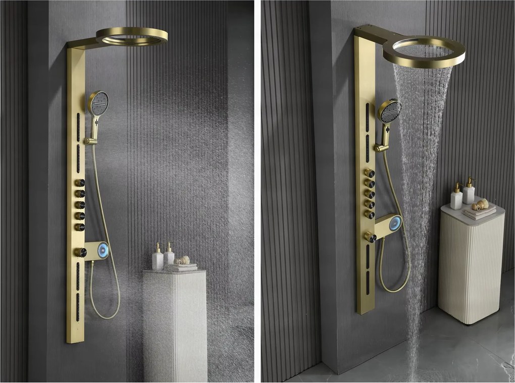 Zuhanypanel ELITE EDITION BSW1726 digitális kijelzővel, vízeséskifolyóval, több színváltozatban — Gunmetal szürke