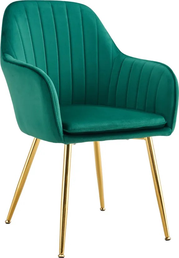 Dizájn fotel, smaragd Velvet szövet/gold króm-arany, ADLAM NEW