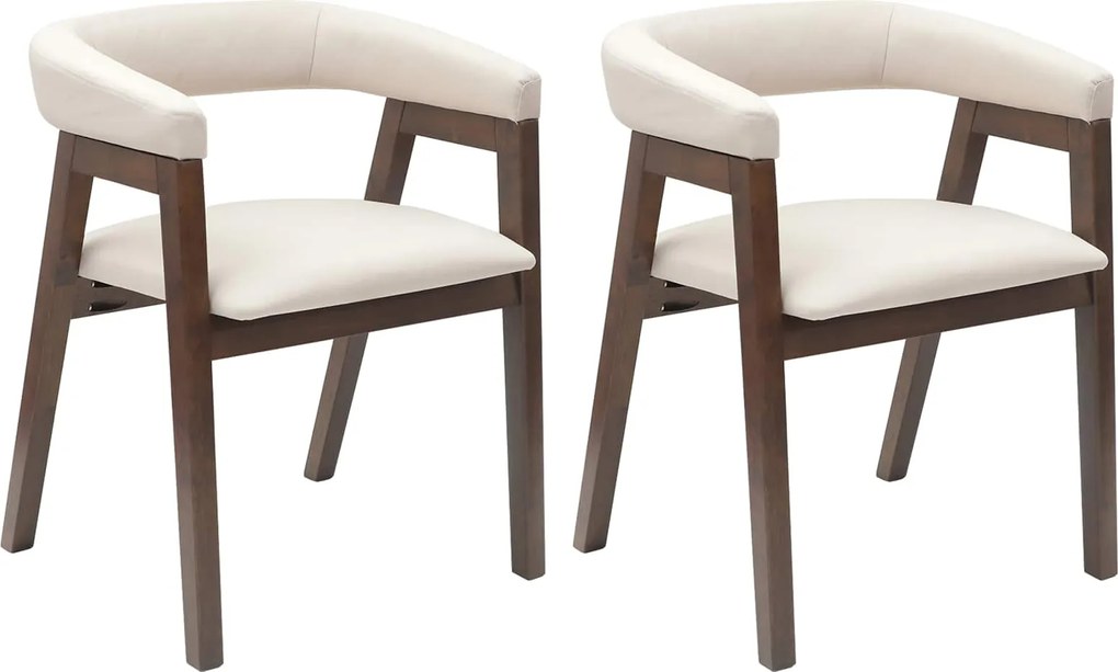 vidaXL Étkező Székek 2 pcs Világos Barna 54 x 57 x 73 cm Tömör Gumi Fa