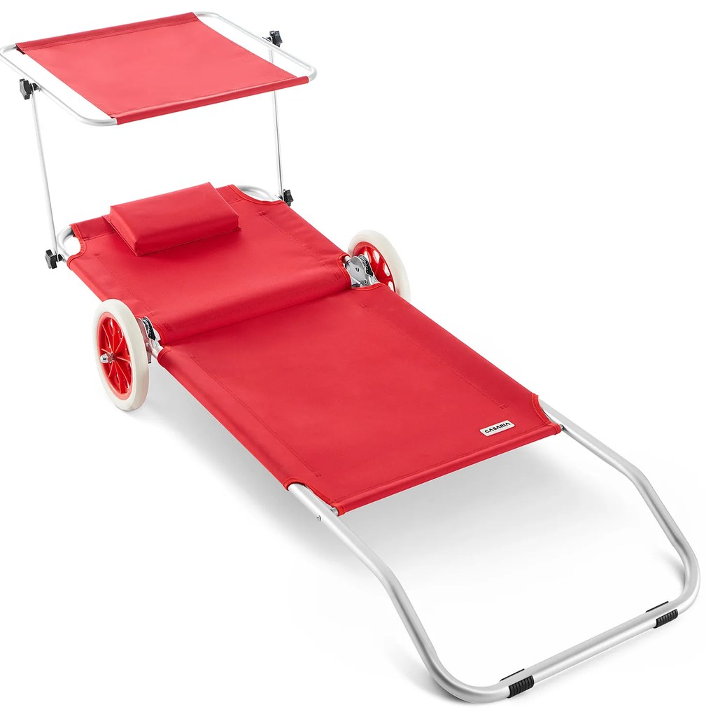 Casaria® Kreta alumínium napozóágy - piros