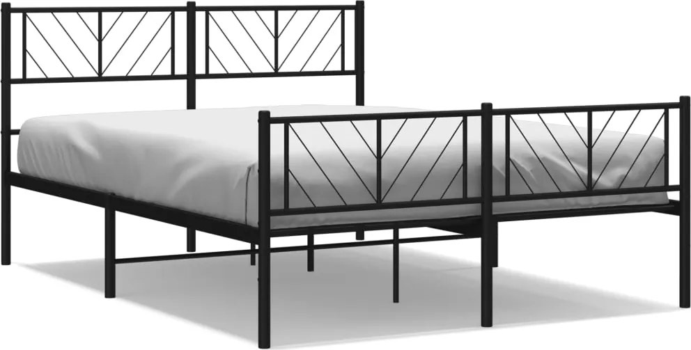 vidaXL fekete fém ágykeret fej- és lábtámlával 120 x 200 cm