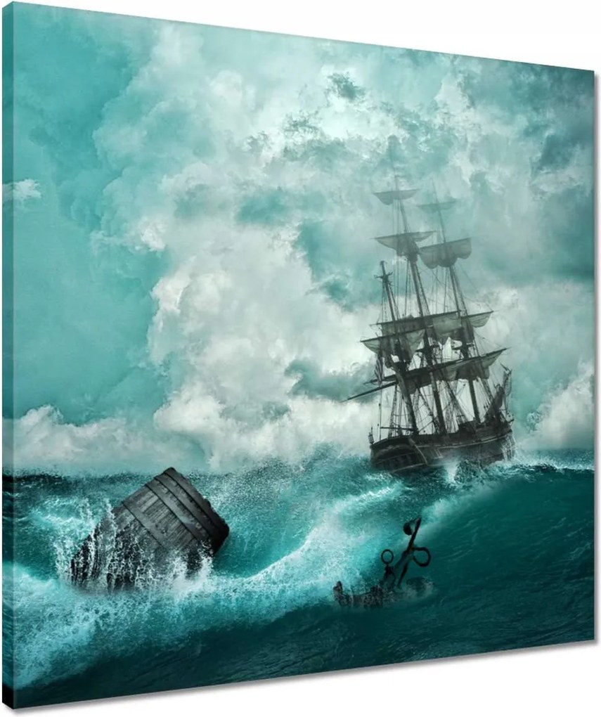 Vászonkép 50x50 Vihar Tenger Hajó Tájkép