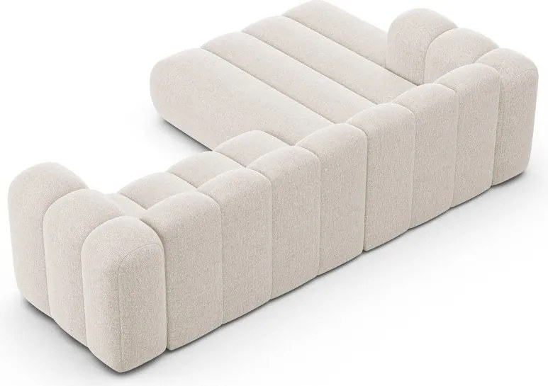 Krémszínű zsenília sarokkanapé (bal oldali-heverő résszel) Lupine – Micadoni