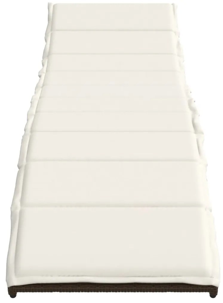 Barna polyrattan napozóágy párnával 55x199x50 cm