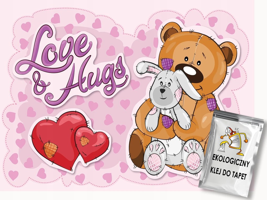 Fotótapéta Flizelina Gyerekeknek Lány mackó nyuszi 300x210 ragasztó