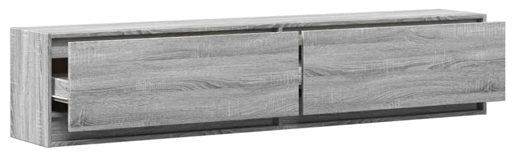 szürke sonoma színű fali TV-szekrény LED-del 180 x 31 x 38 cm