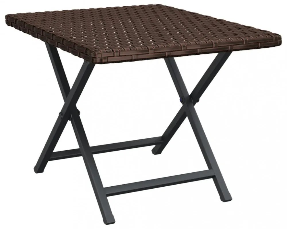 barna összecsukható polyrattan asztal 45x35x32 cm