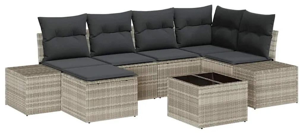 Kerti Kanapé Szett 7 pcs Világosszürke 264 x 154 x 85 cm