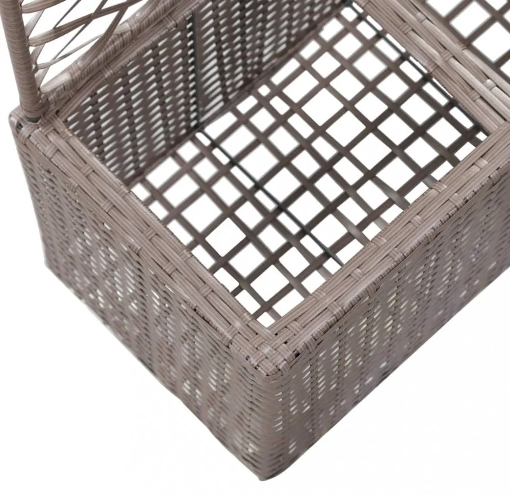 barna rácsos polyrattan magaságyás 2 kaspóval 58 x 30 x 107 cm