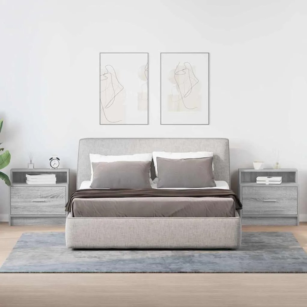 Éjjeliszekrények fiókos 2 db szürke sonoma 51 x 31 x 47 cm