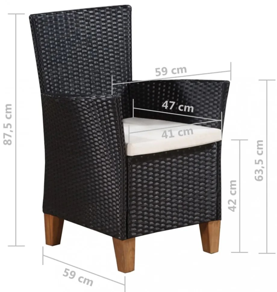 7 részes fekete és barna kültéri polyrattan étkezőgarnitúra
