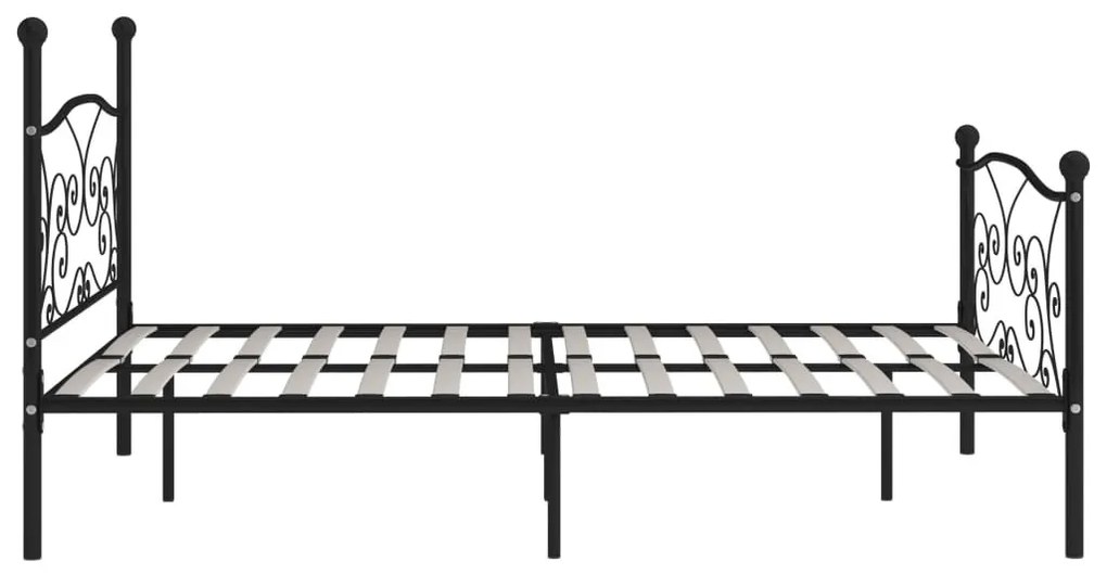 fekete fém ágykeret lécezett ágyráccsal 180 x 200 cm