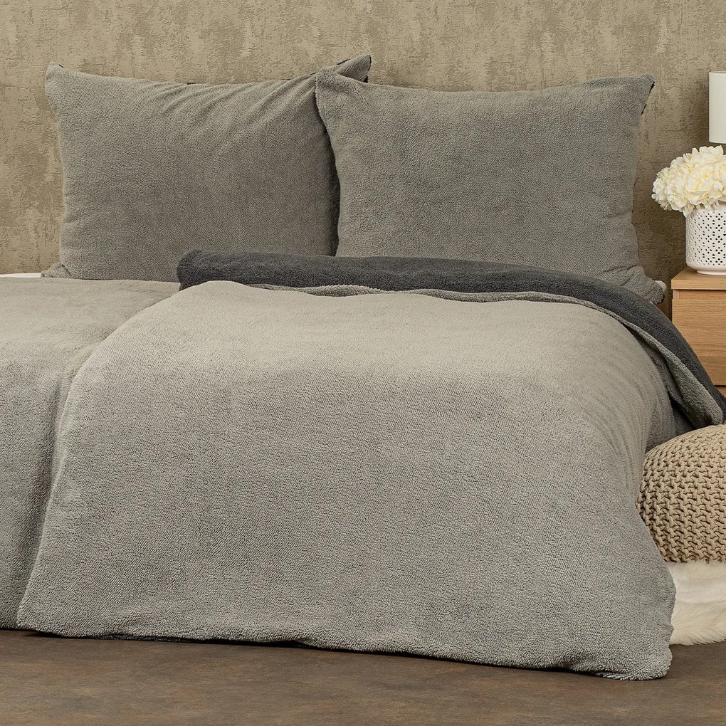 4Home Teddy gyapjú hatású ágyneműhuzat, szürke, 140 x 200 cm, 70 x 90 cm