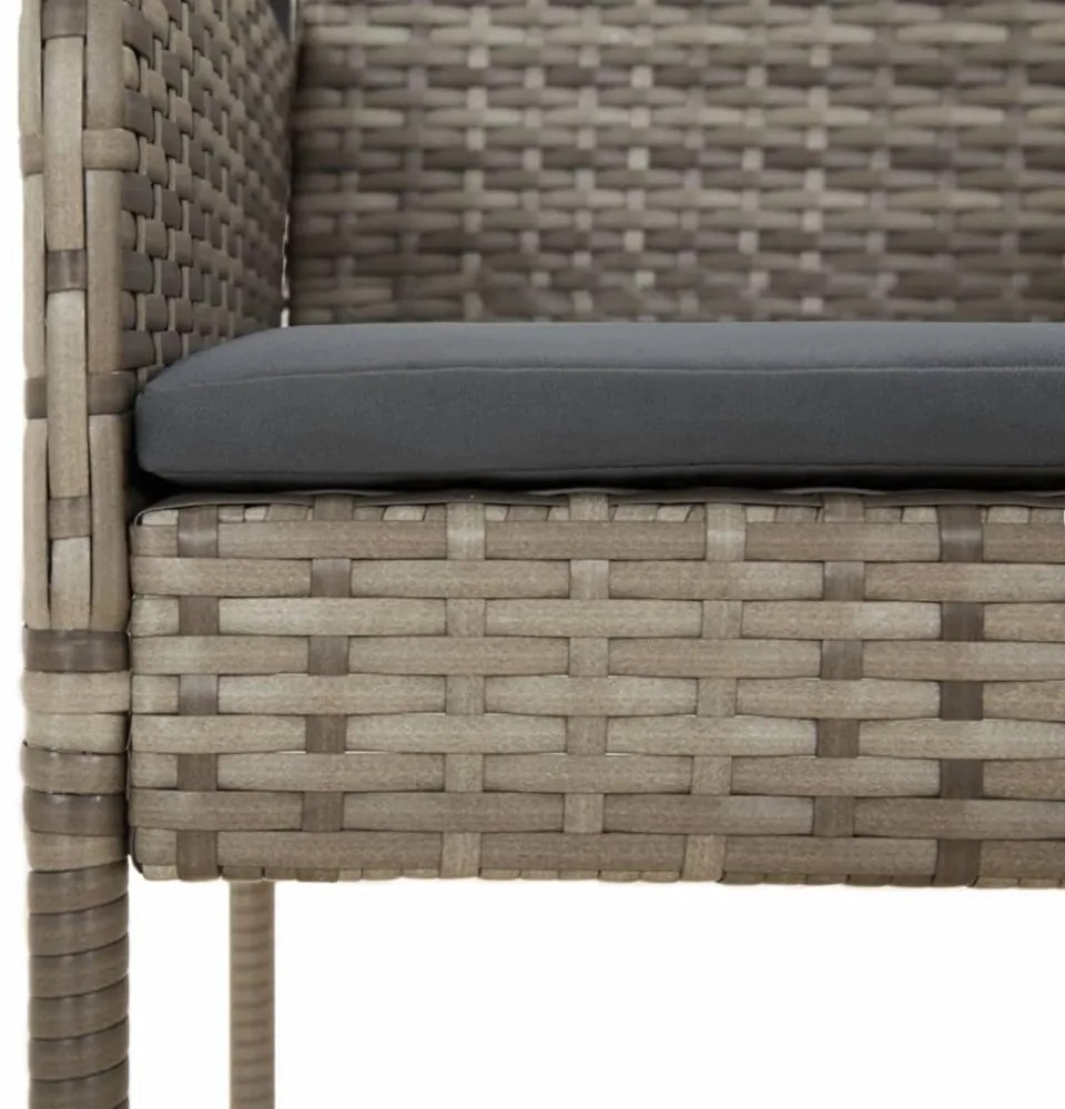 11 részes fekete-szürke polyrattan étkezőgarnitúra párnákkal