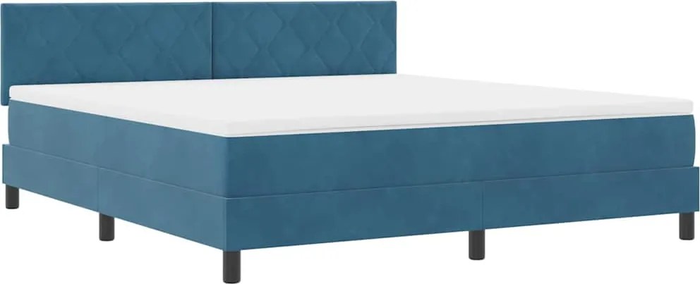 vidaXL LED Box Spring Ágy matracmal Sötét kék 180 x 200 cm Bársony