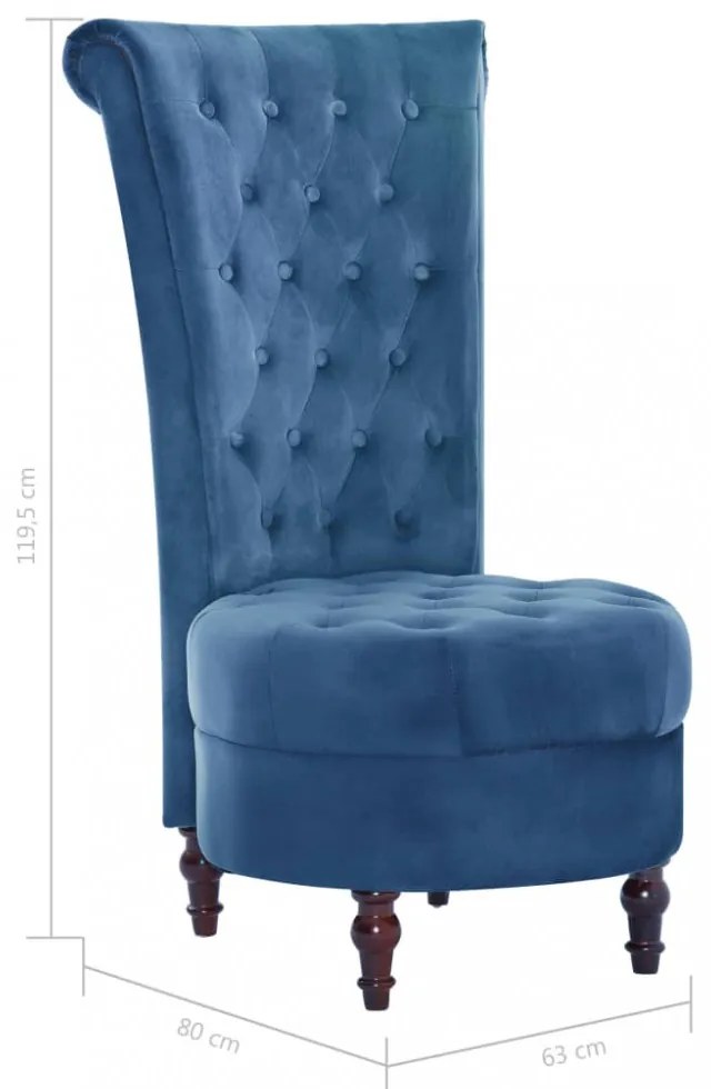 Kék magas háttámlájú bársonyszék