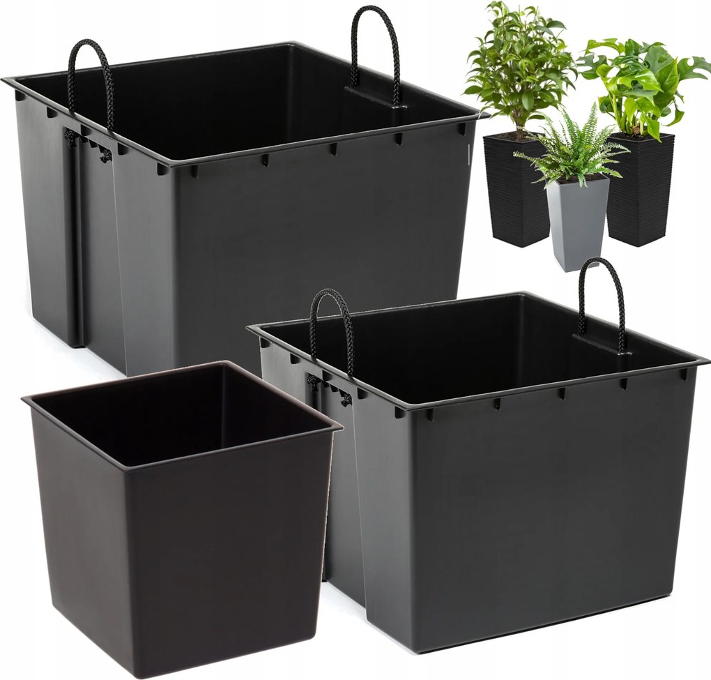 Cserélhető betét fogantyúkkal fekete kpl 3 db 12+20+28 L lamella kaspókhoz