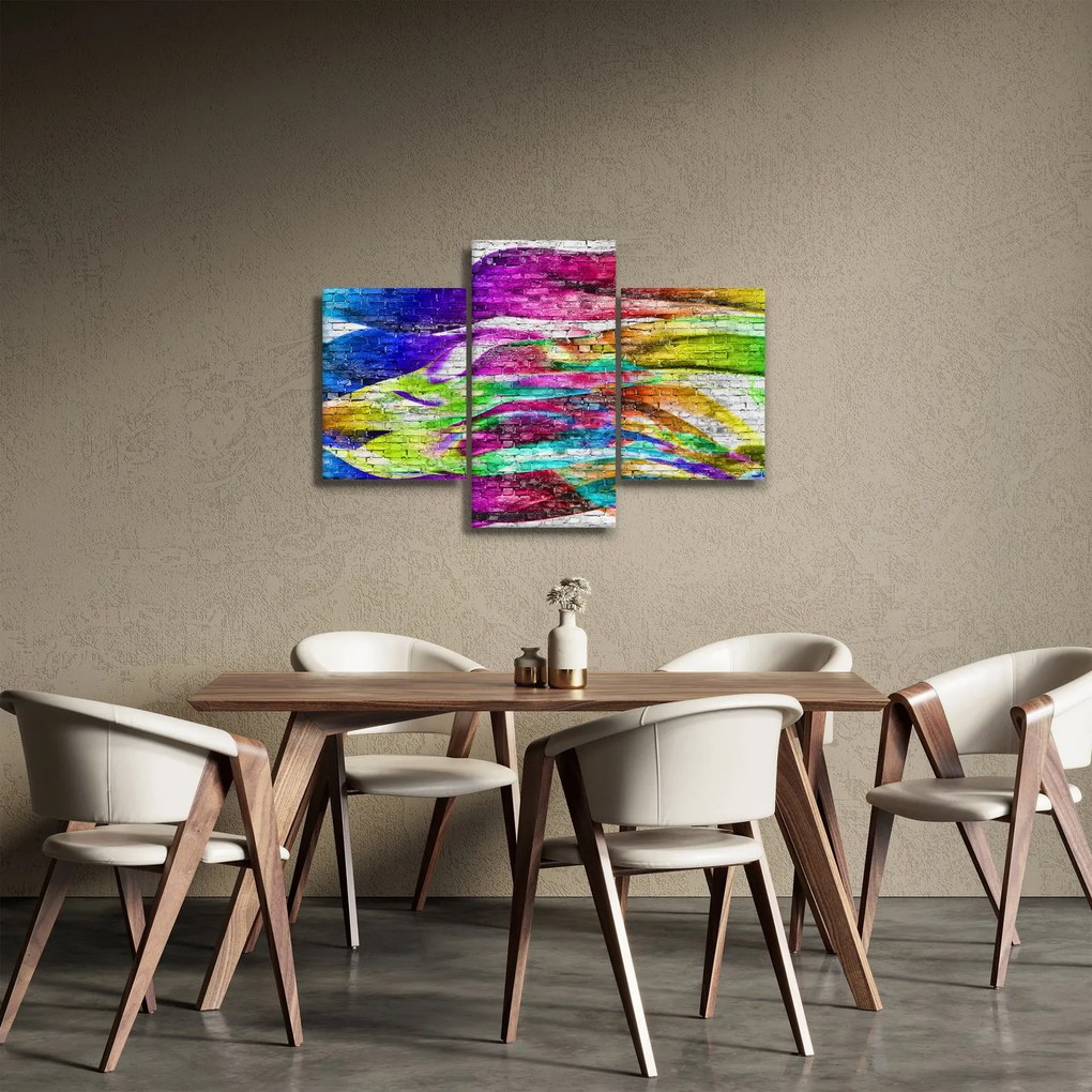 Kép - Téglafal színes lángokkal (90x60 cm)