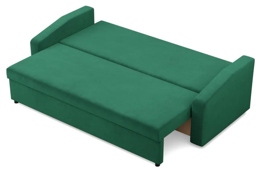 Zeus kanapéágy, bársony, hab töltet, döntött kartámasz, zöld