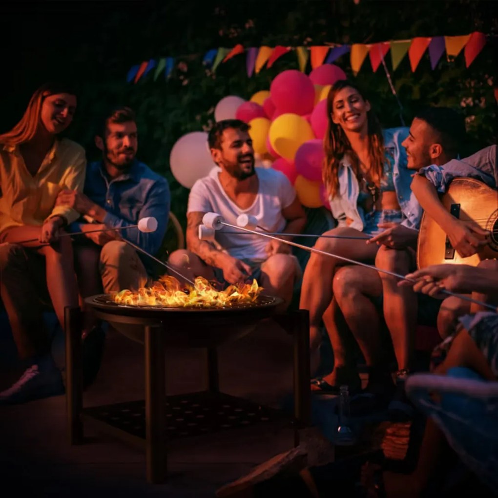 FIRE tűzrakóhely fatárolóval, Ø55cm, fekete Gardebruk