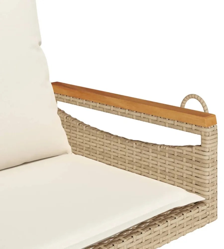 bézs polyrattan hintapad párnákkal 63 x 62 x 40 cm