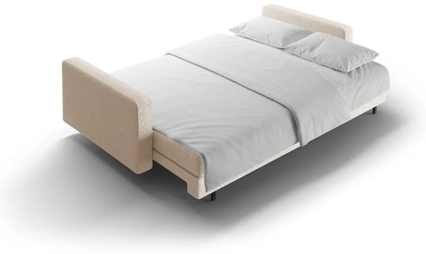 Bézs buklé kinyitható tárolóhelyes kanapé 222 cm Bali – Cosmopolitan Design