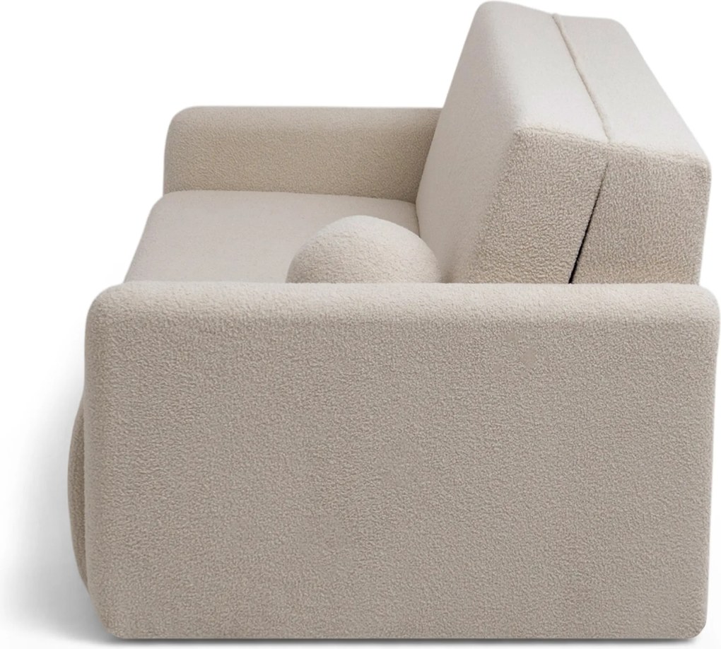 Nido ágyazható háromszemélyes kanapé 140 cm tárolóval - világos bézs boucle Quelle 03