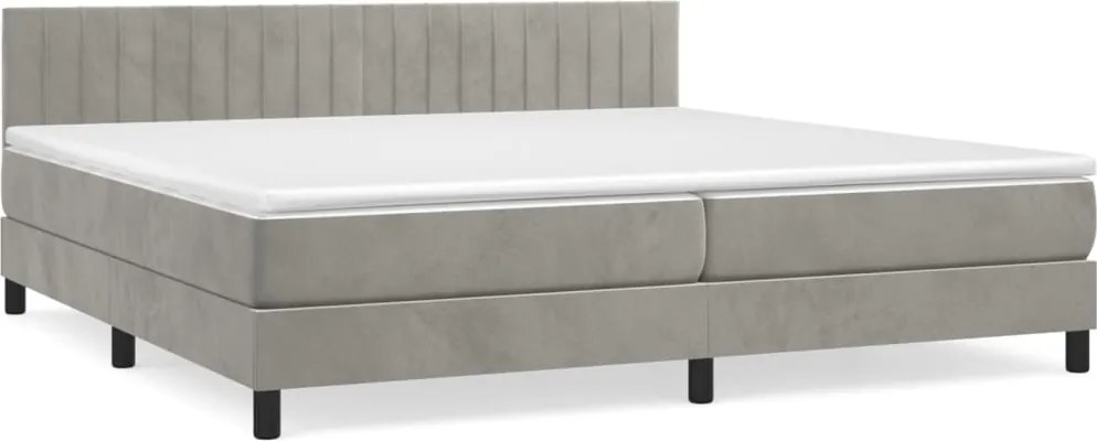 vidaXL világosszürke bársony rugós ágy matraccal 200x200 cm