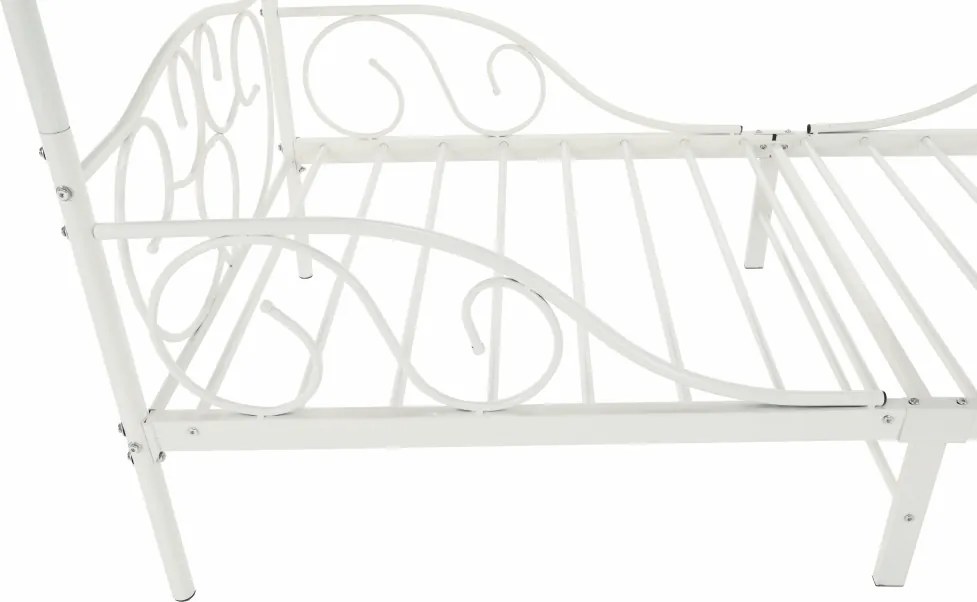 Fém ágyégbolttal, fehér, 90x200, ADELISA