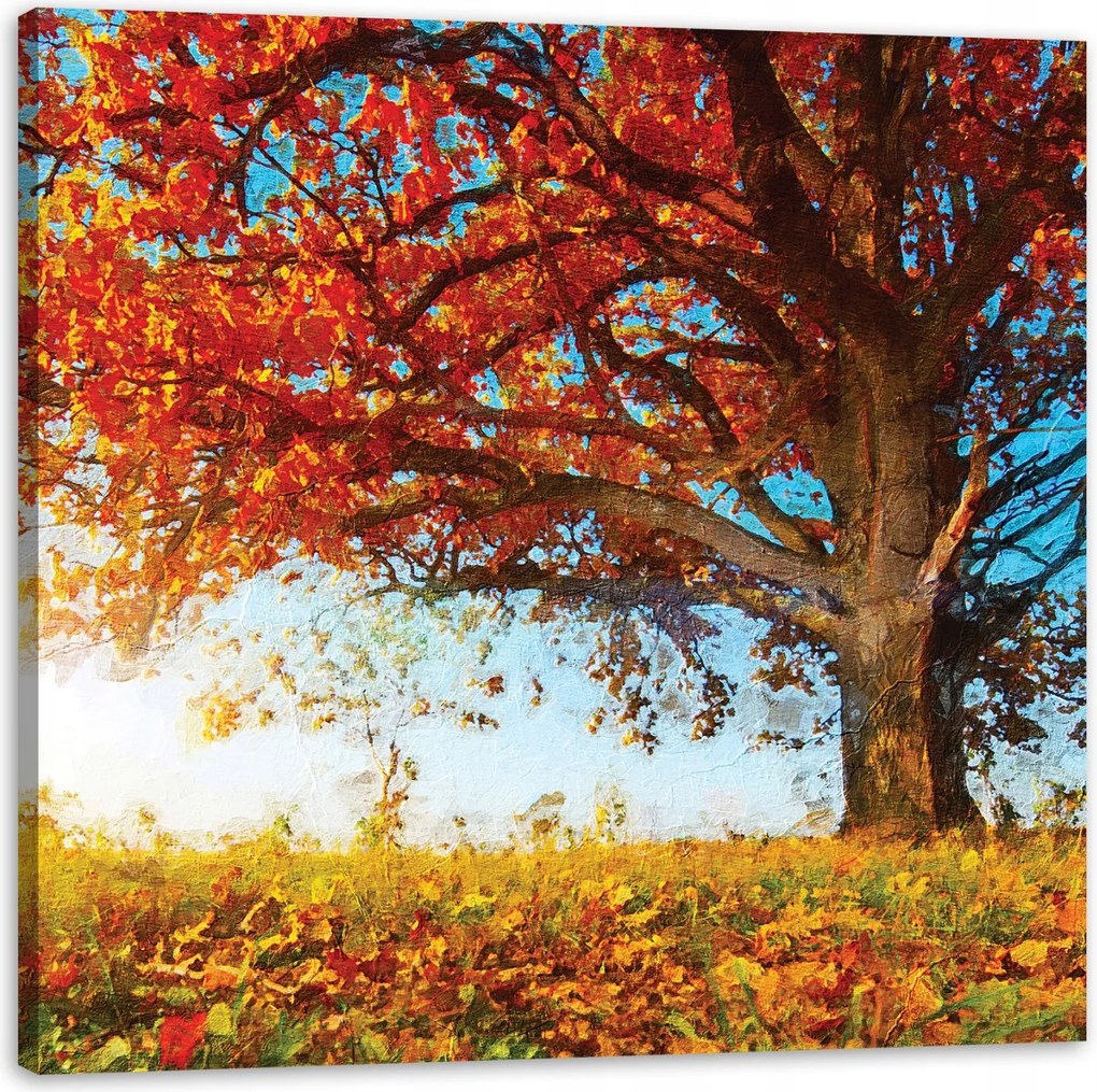Vászonkép Gyönyörű Fa Vörös Levelek Ősz 60X60 cm