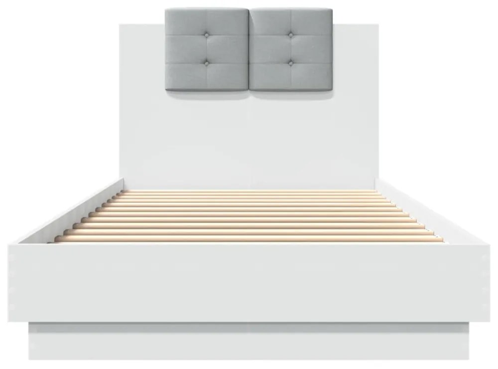 fehér ágykeret fejtámlával és LED-világítással 90 x 200 cm