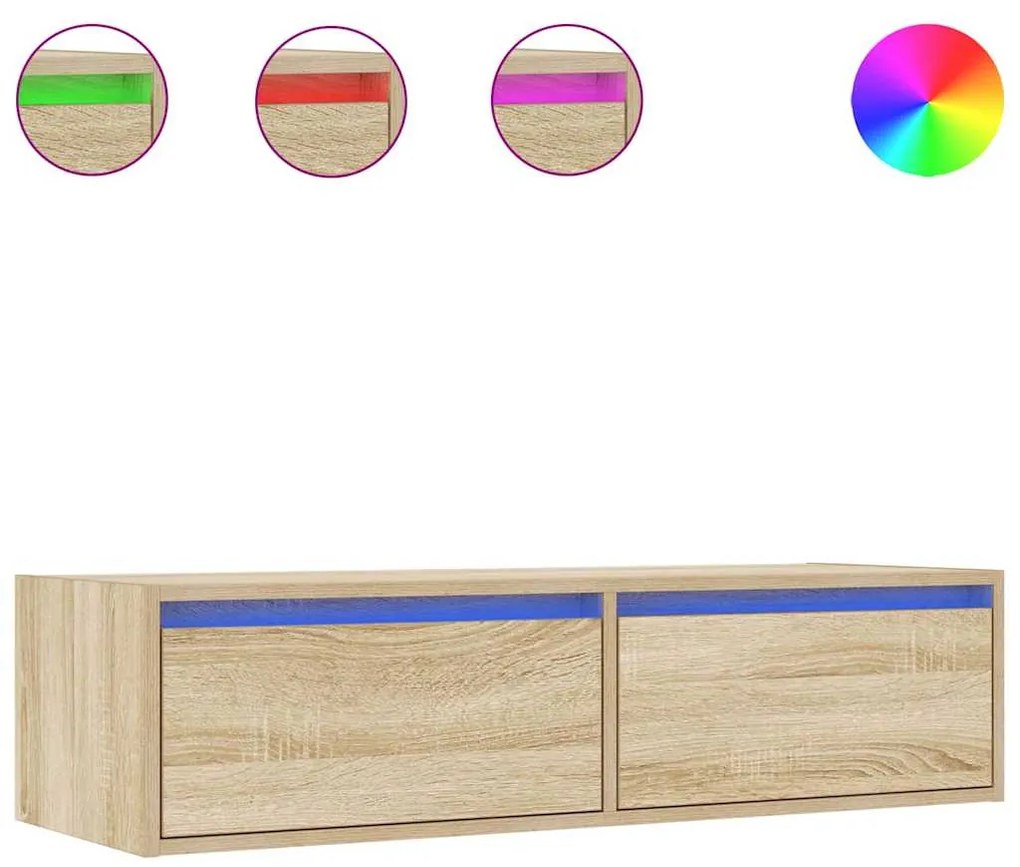 TV szekrény LED világítással sonoma tölgy 100X35,5x25 cm