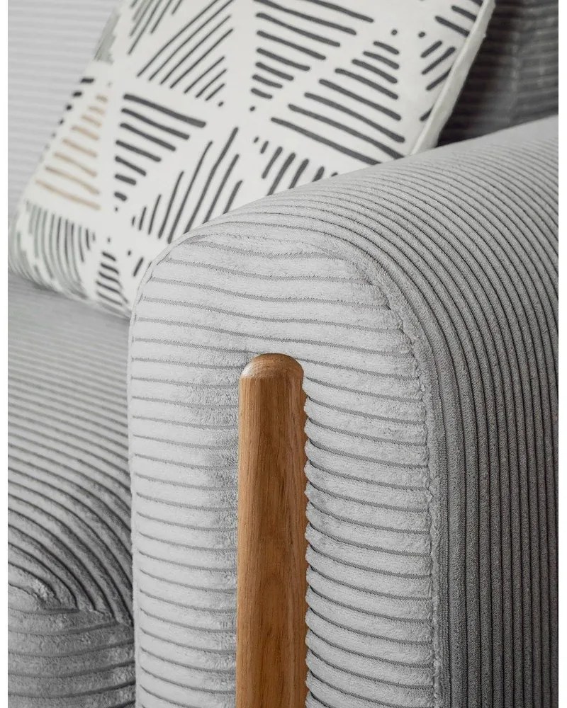 Világosszürke kordbársony kinyitható-tárolóhelyes kanapé 244 cm Arcadova – ELTAP