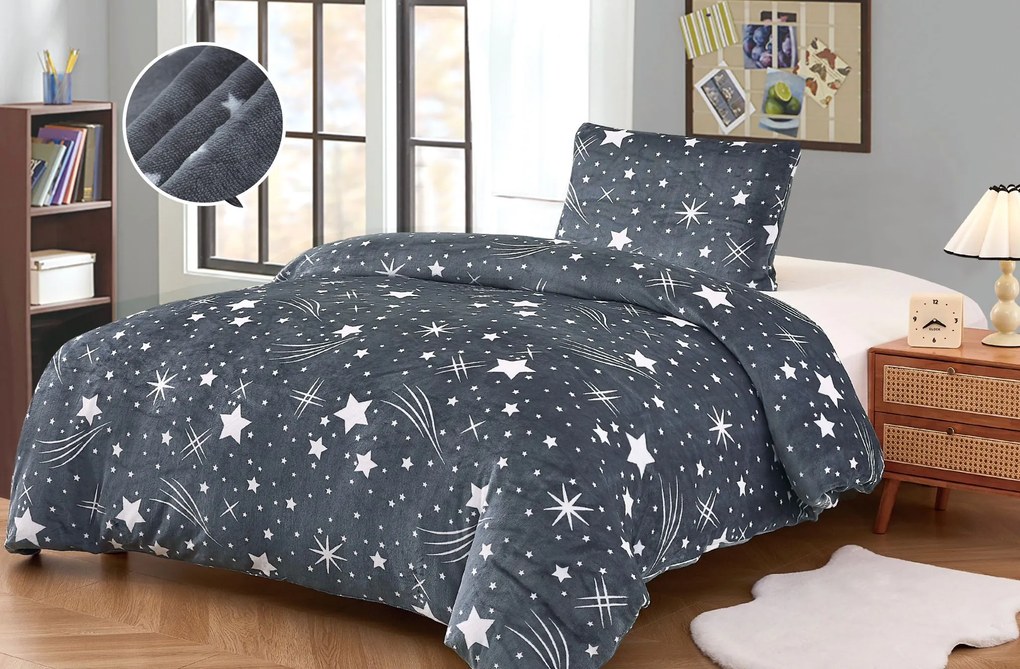 NIGHT SKY szürke mikroplüss ágyneműhuzat Ágyneműhuzat mérete: 70 x 90 cm | 140 x 200 cm