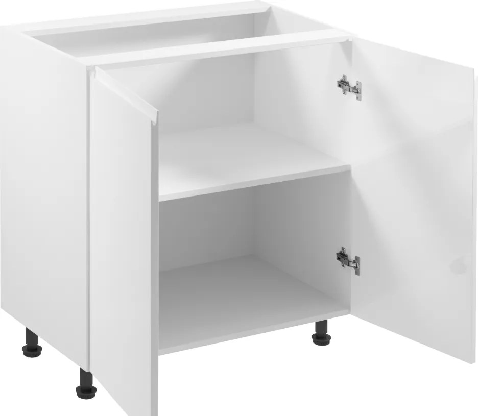 Alsószekrény, fehér/fehér extra magasfényű, AURORA D80