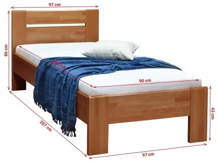 Egyszemélyes ágy AMBER 90x200 cm, dió