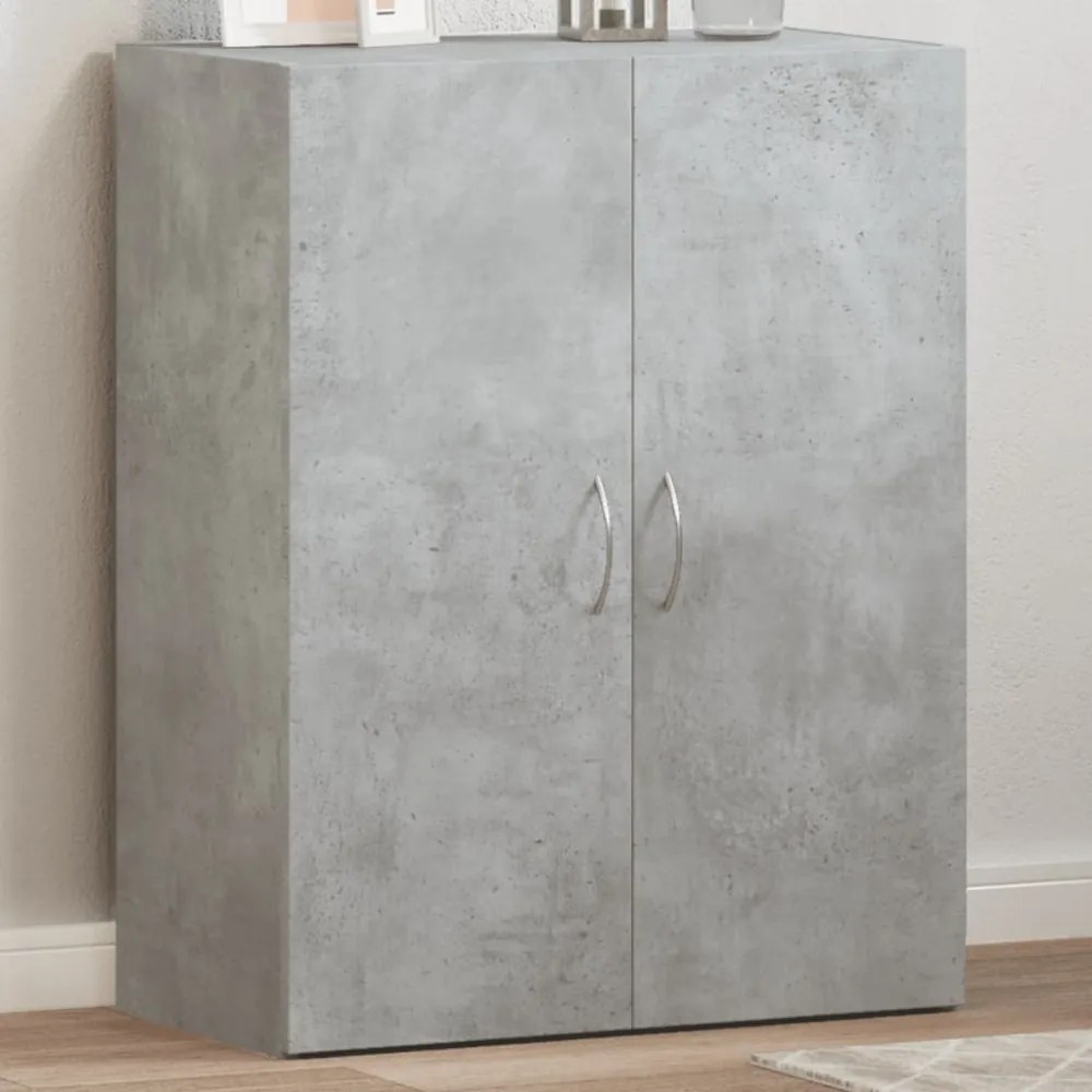 betonszürke szerelt fa irattartó szekrény 60 x 32 x 77,5 cm