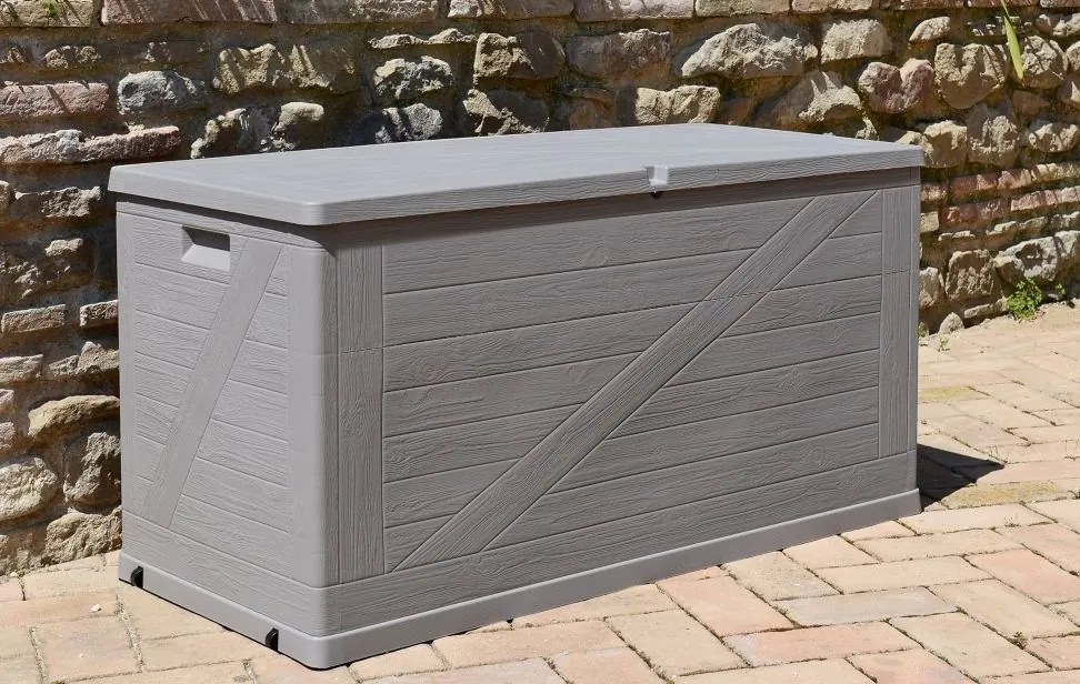 WOOD Kerti műanyag doboz 420 L világos szürke