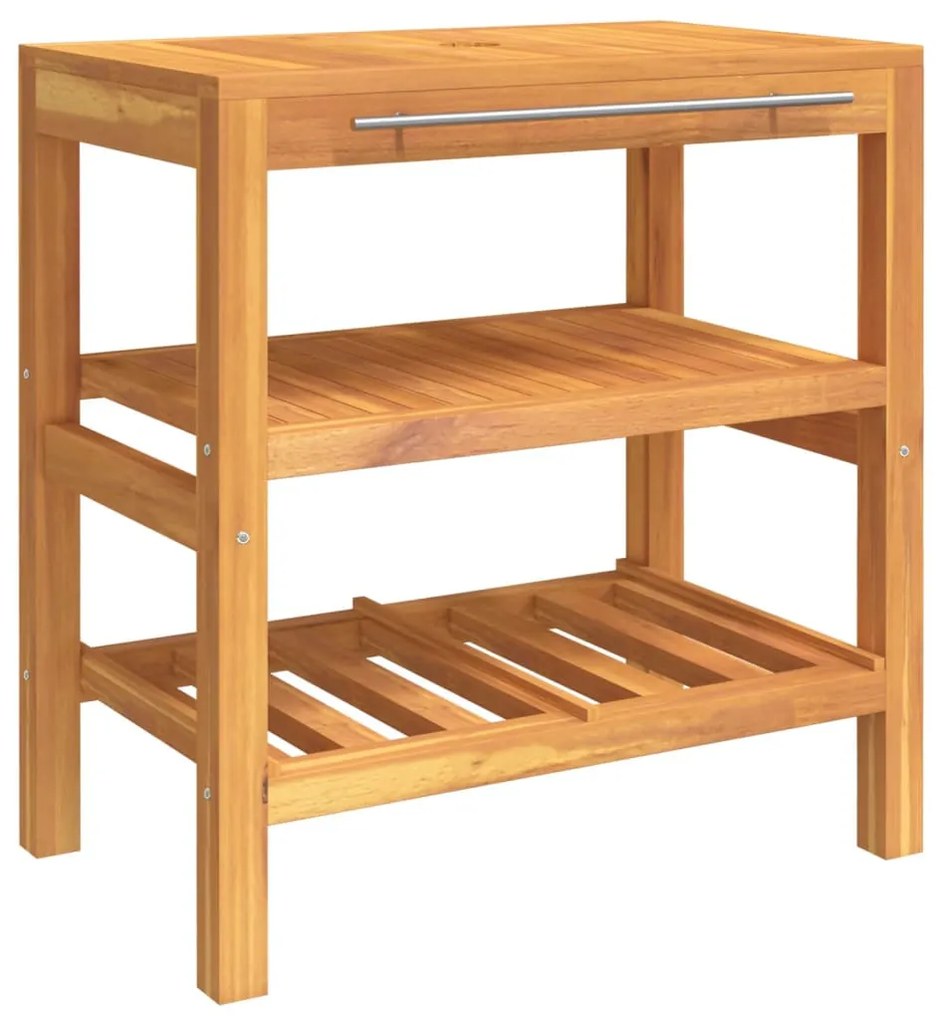 tömör fa fürdőszobai pipereszekrény 2 polccal 74 x 45 x 75 cm