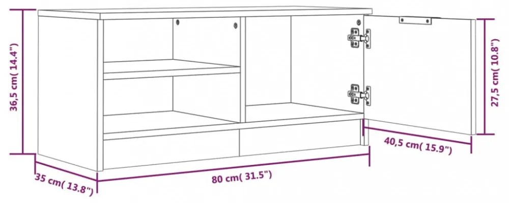 2 db szürke sonoma színű szerelt fa TV-szekrény 80x35x36,5 cm