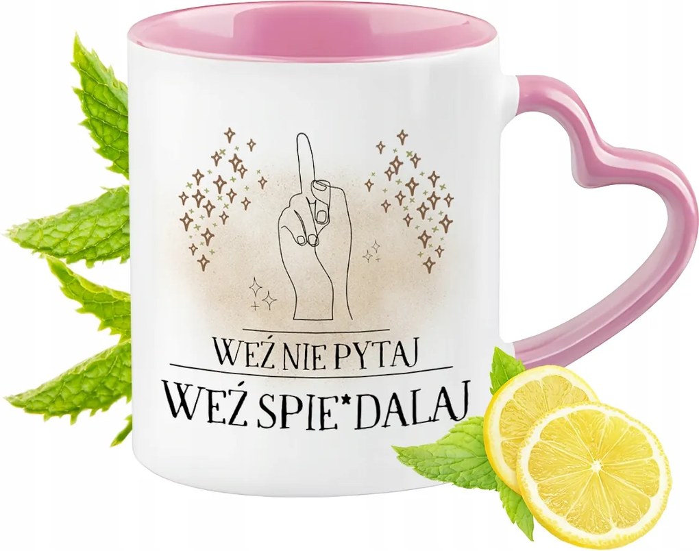 Vicces Rózsaszín Bögre Szív Alakú Füllel Ajándék