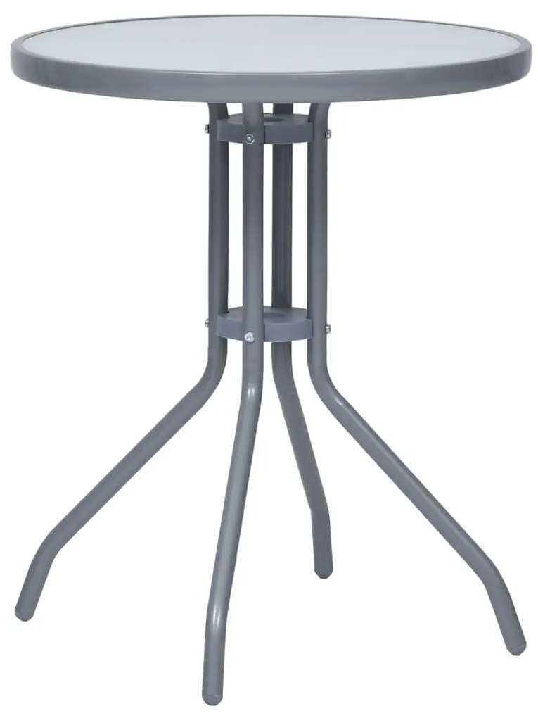 vidaXL világosszürke acél és üveg kerti asztal 60 cm
