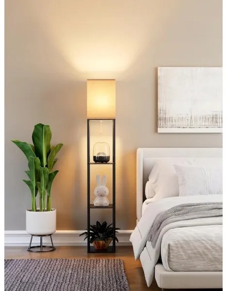 Állólámpa polcokkal, 1xE27/40W/230V, fekete/fehér