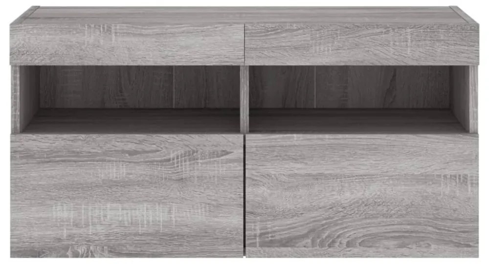 szürke sonoma színű fali TV-szekrény LED-del 80 x 30 x 40 cm