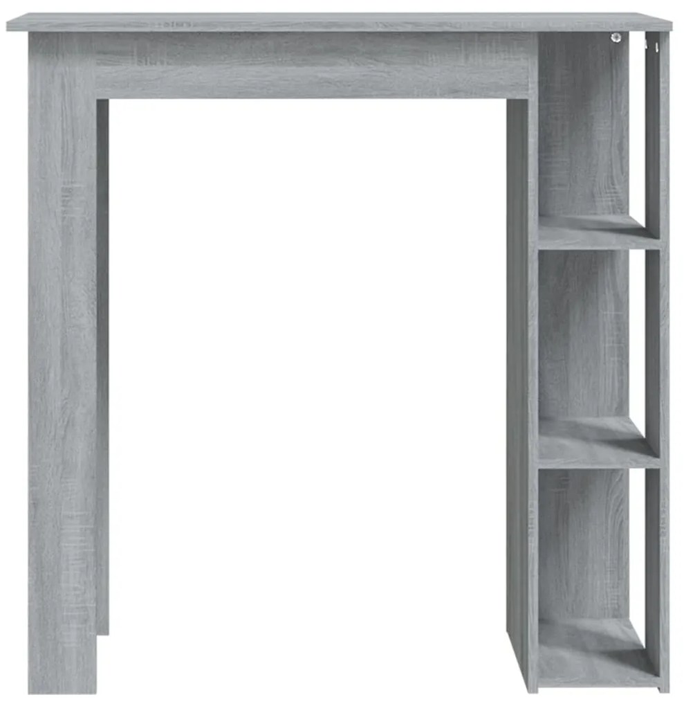 Szürke sonoma szerelt fa bárasztal polccal 102 x 50 x 103,5 cm