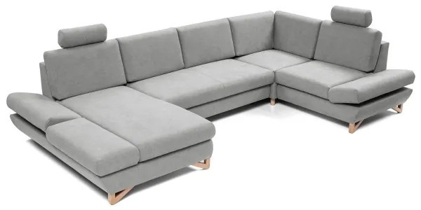 AVESTA kihúzható, U-alakú kárpitozott sarokülőgarnitúra tárolóval, szürke