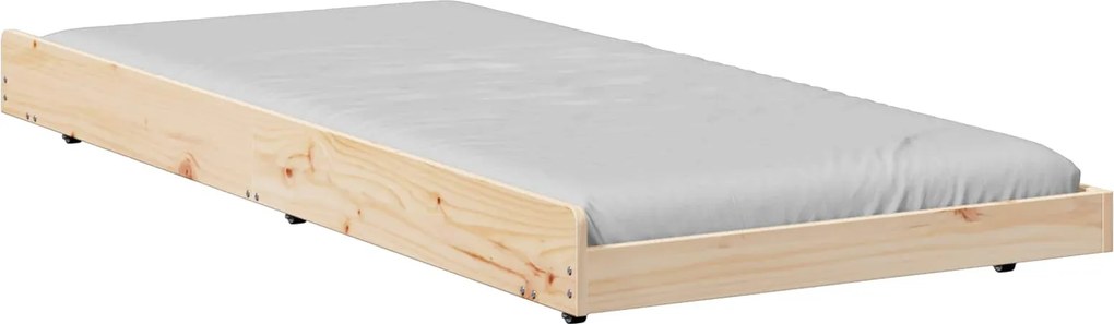 vidaXL Ágykeret Természetes 100 x 200 cm Tömör fenyőfa