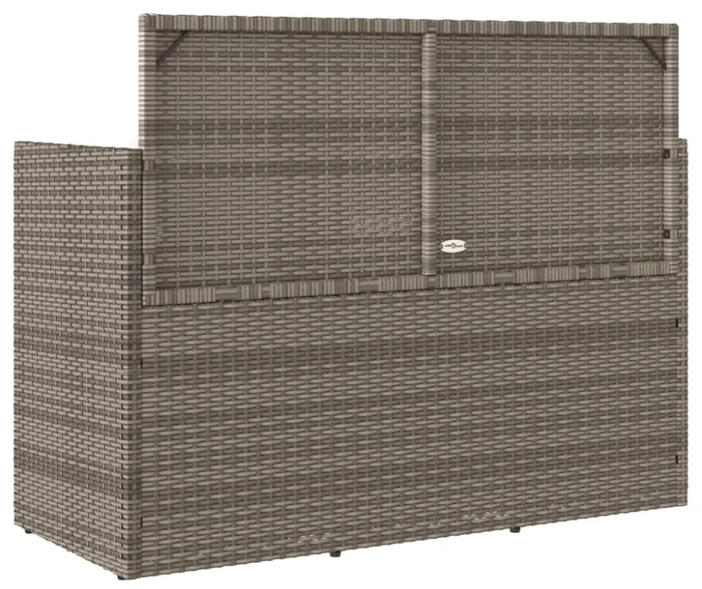 szürke polyrattan akácfa kerti pad párnával