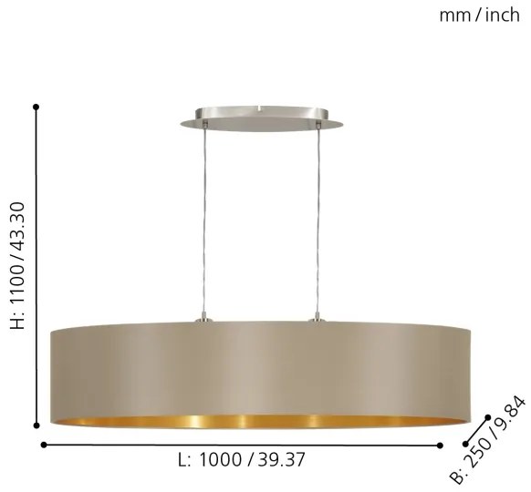 Eglo 31618 - Csillár kötélen MASERLO 2xE27/60W/230V